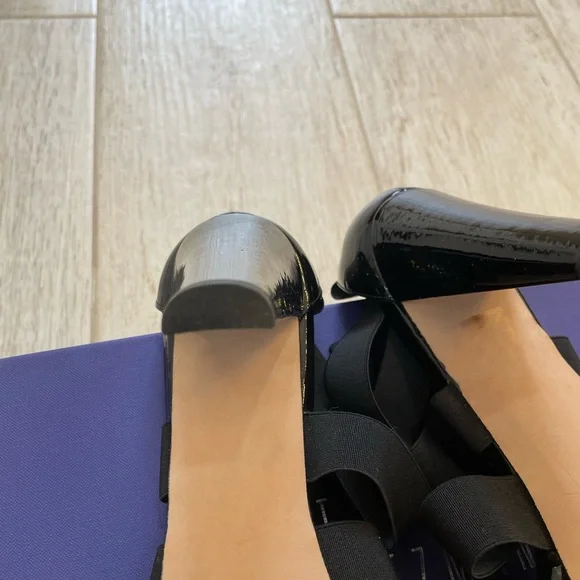 Stuart Weitzman Crossup Black Elastic- Narrow Width - Picture 6 of 7